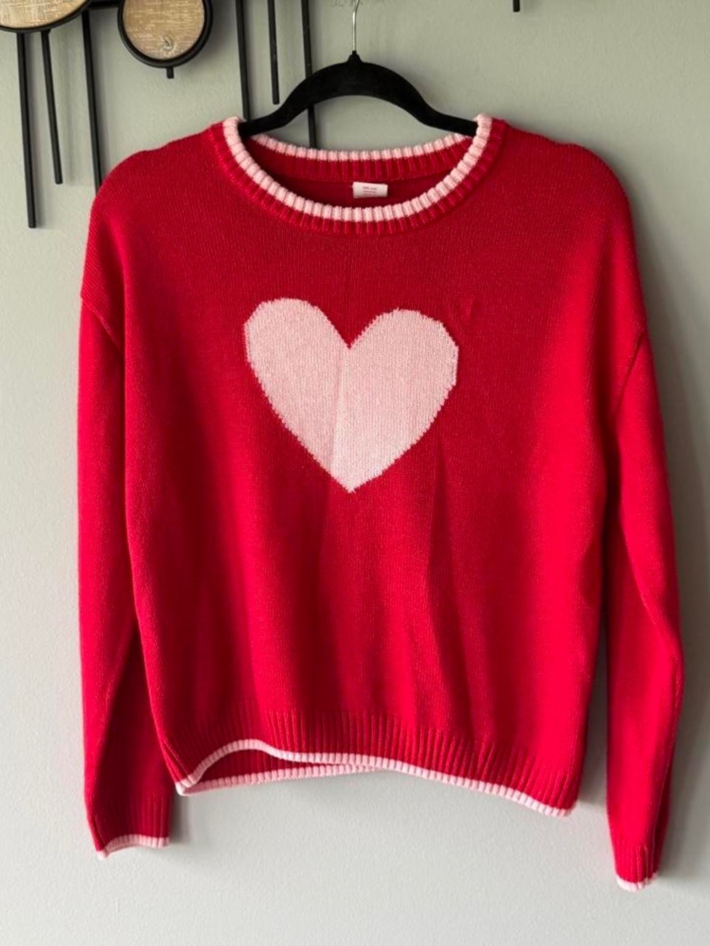 Red Heart Knit Sweater - Women's Crewneck